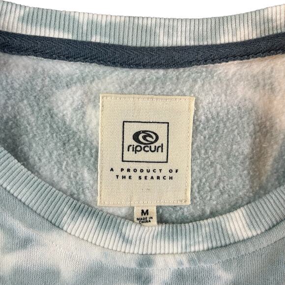 Rip Curl Twin Fin Sweatshirt Size Medium Light Blue White Tie-Dye Crew Neck Top - Picture 8 of 10